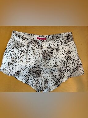 Alice + Olivia White Leopard Silk Shorts